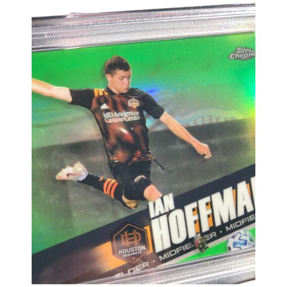 2022 Topps Chrome MLS Neon Green Lava #91 Ian Hoffmann Dynamo /99 PSA 10 GemMint - Picture 3 of 5